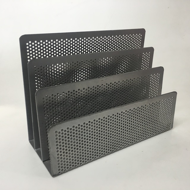 DESK ACCESSORY, Silver Grey Perforated Metal File Or Envelope Holder